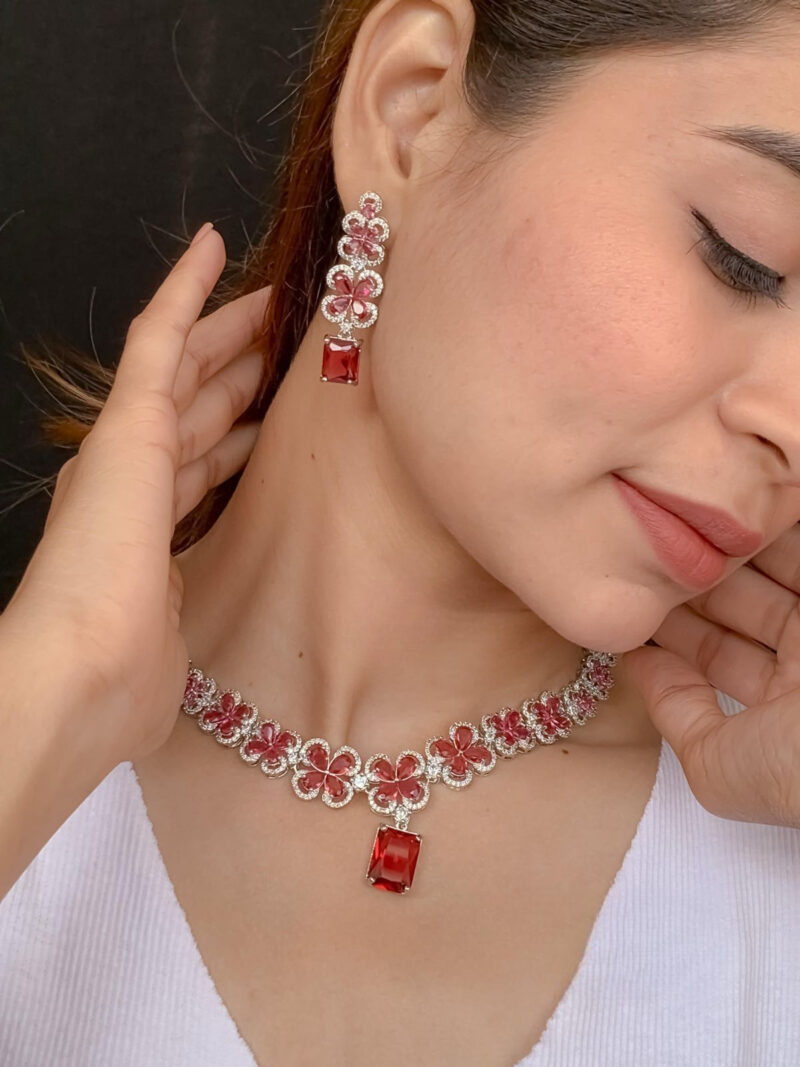 A.D.Dimond Necklace and Earring Signle Color
