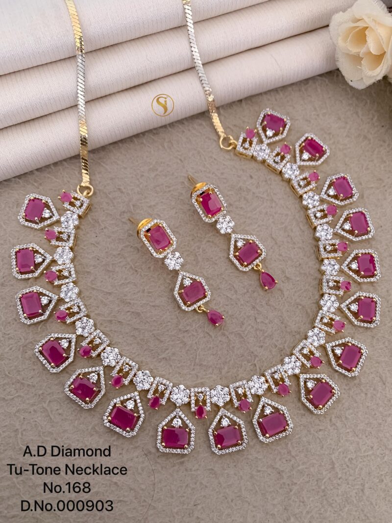 Timeless Sparkle: Rectangular Pendant Necklace & Earring Set - Image 2