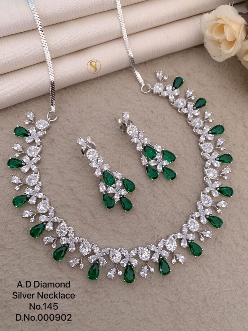 Ethereal Green: Teardrop Gemstone & CZ Floral Set